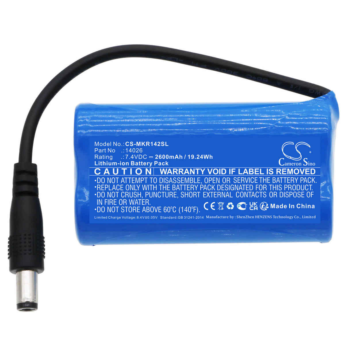 7.4V, Li-ion, 2600mAh, Batterie pour robots programmables compatible avec Makeblock, 14026, Mbot Ranger, Orion, 19.24Wh Robots programmables Cameron Sino Technology Limited
