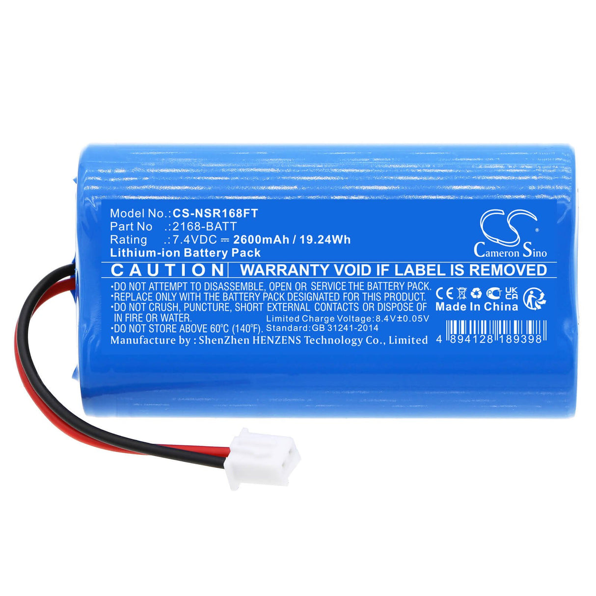7.4V, Li-ion, 2600mAh, Flashlight battery fits Nightstick, 2168-batt, Nsr-2168, 19.24Wh Flashlight Cameron Sino Technology Limited