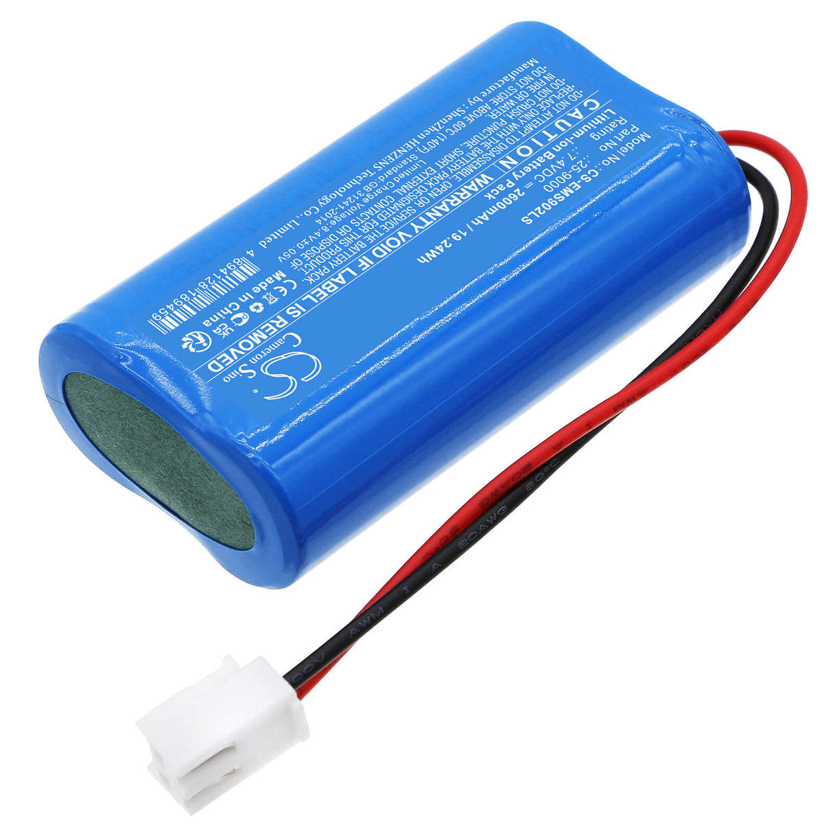 7,4V, Li-ion, 2600mAh, batterie d'éclairage de secours compatible avec Satco/nuvo, 25-9000, Freedom Emergency Fixture (25, 19,24Wh Éclairage de secours Cameron Sino Technology Limited