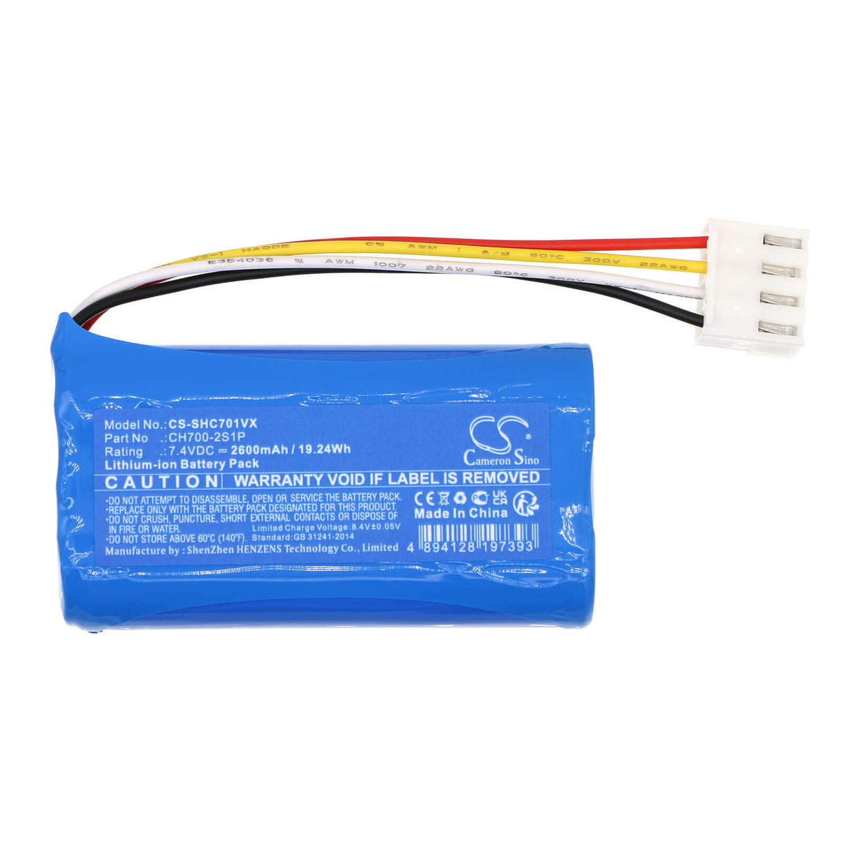 7.4V, Li-ion, 2600mAh, Vacuum battery fits Shark, Ch701, Cyclone Pet, 19.24Wh Vacuum Cameron Sino Technology Limited