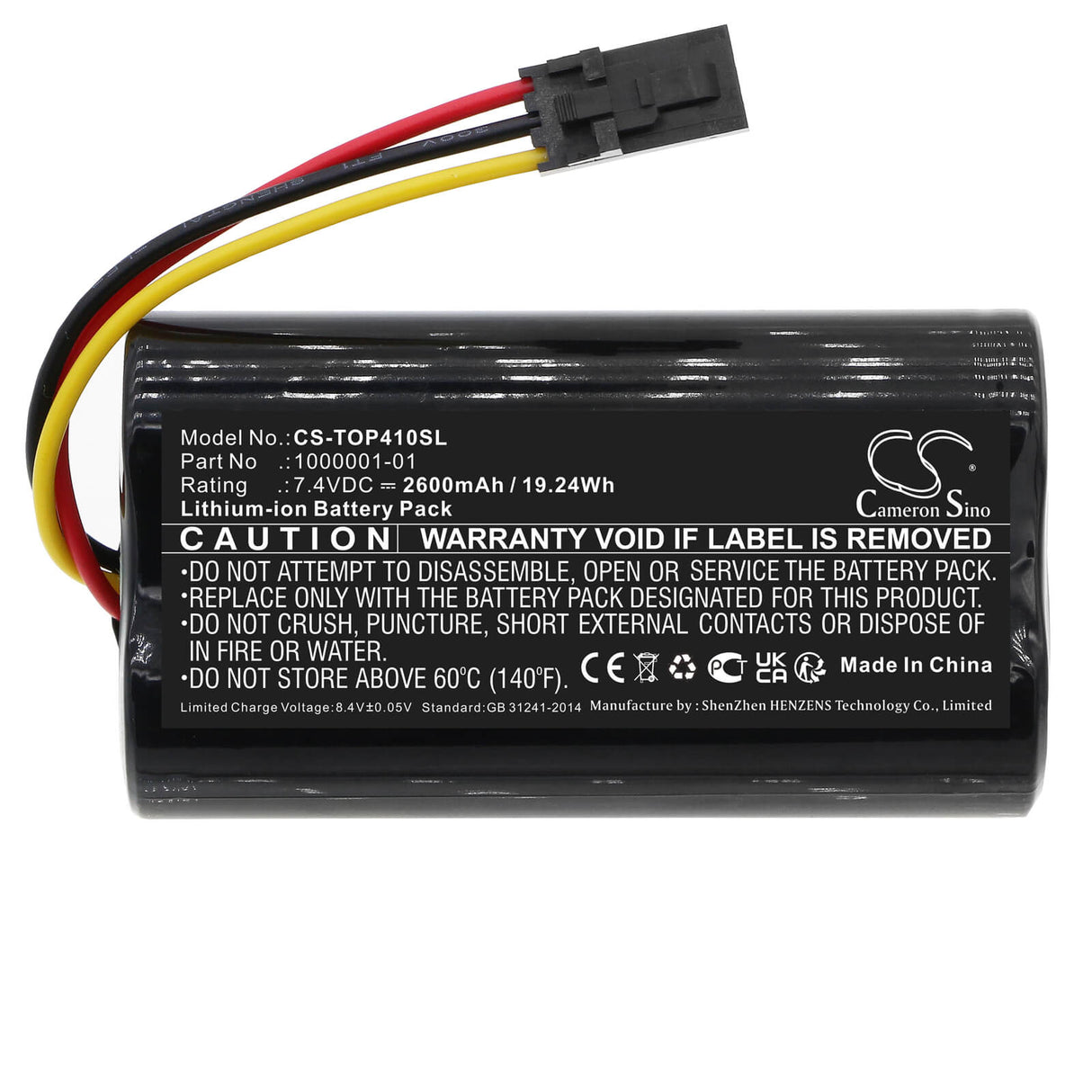 7.4V, Li-ion, 2600mAh, Batterie d'équipement compatible avec Topcon, 1000001-01, Hiper GPS SR, Sr Gps, 19.24Wh Équipement, Enquête, Test Cameron Sino Technology Limited