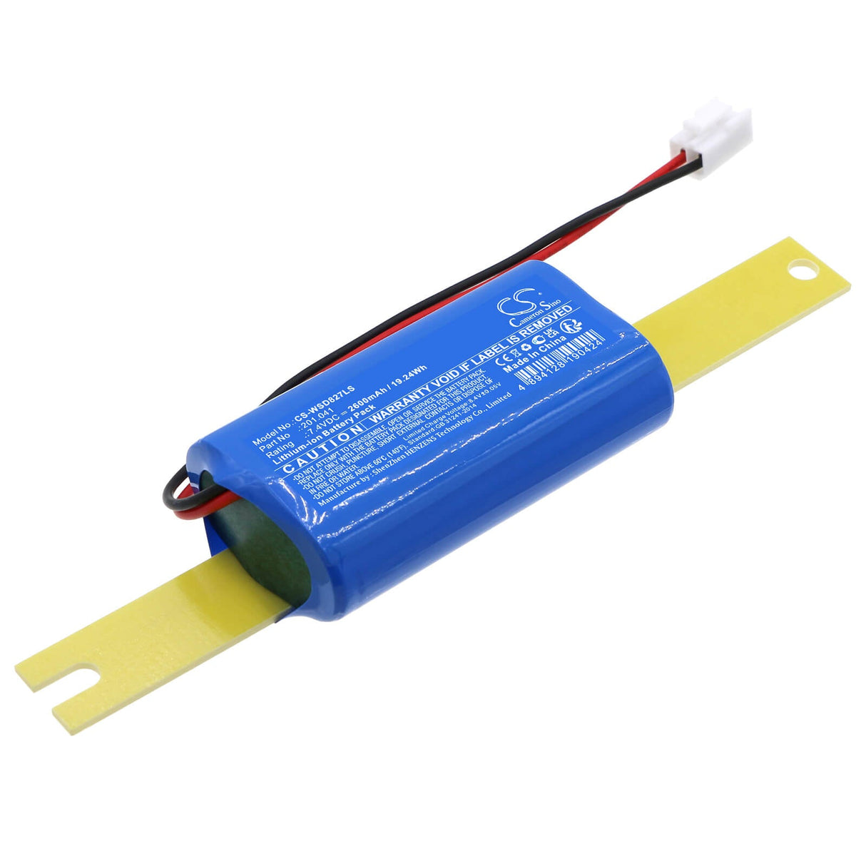 7.4V, Li-ion, 2600mAh, Batterie d'éclairage d'urgence compatible avec Wsd, 201.041, Wsd-ems8w27-xx, 19.24Wh Éclairage d'urgence Cameron Sino Technology Limited