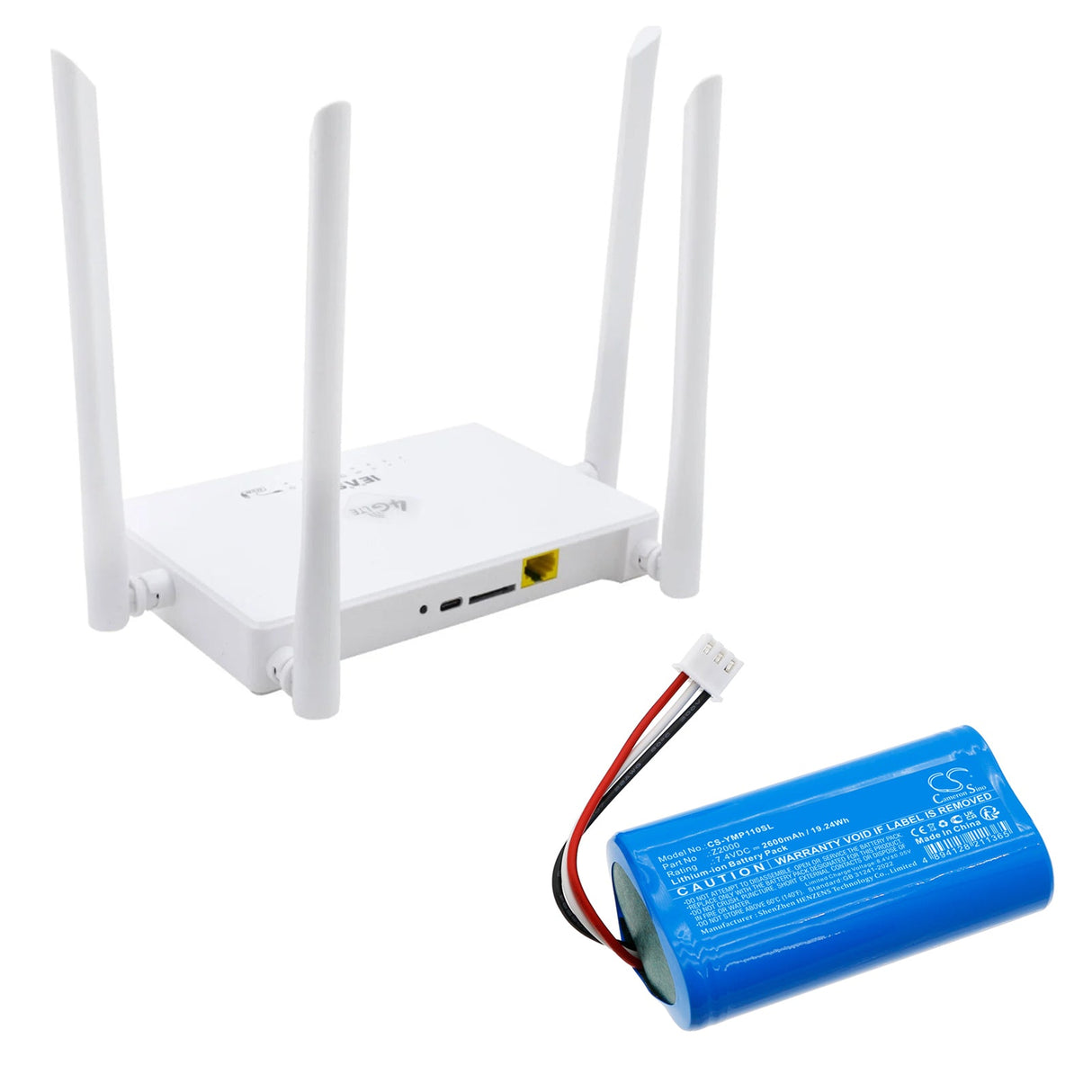 7,4V, Li-ion, 2600mAh, Batterie de modem câble compatible avec Ieasun, A9s, 19,24Wh Modem câble Cameron Sino Technology Limited