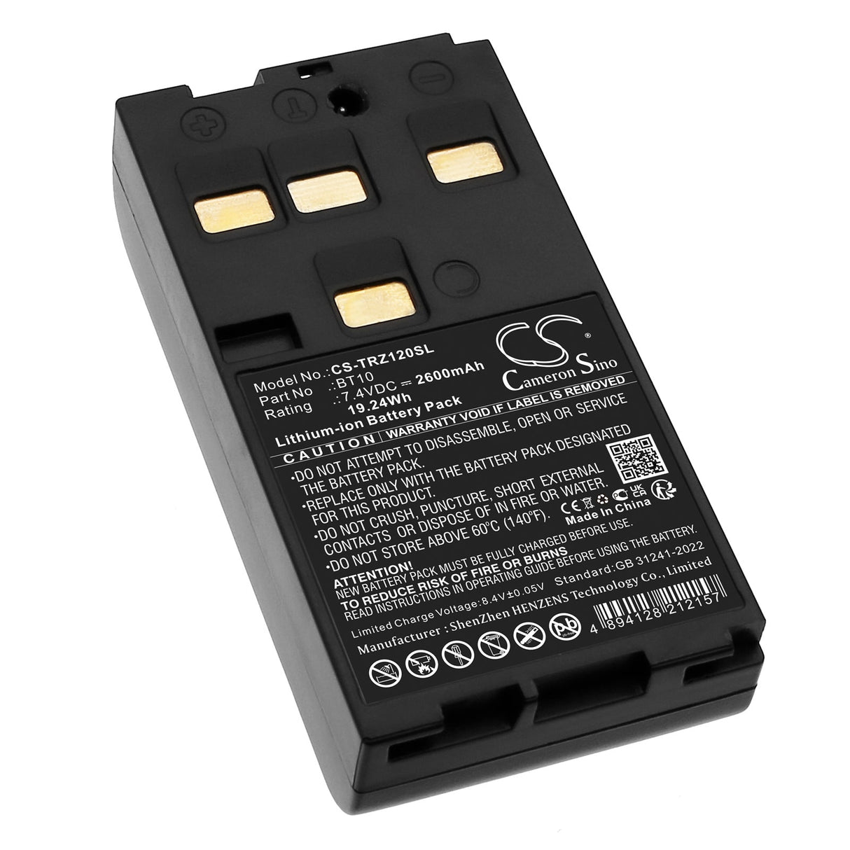 7.4V, Li-ion, 2600mAh, Equipment, Survey, Test battery fits Hi-target, Zts-120, Zts-120 Total Station, 19.24Wh Equipment, Survey, Test Cameron Sino Technology Limited