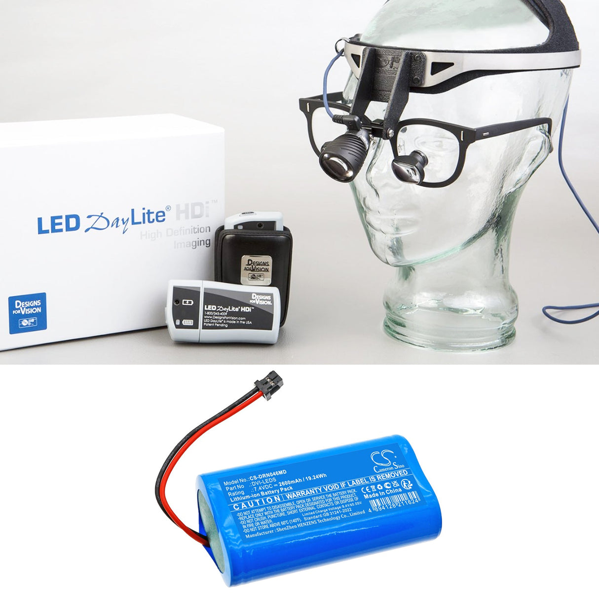 7.4V, Li-ion, 2600mAh, Batterie médicale compatible avec Vision, Led Daylite, 19.24Wh Medical Cameron Sino Technology Limited (Médical)
