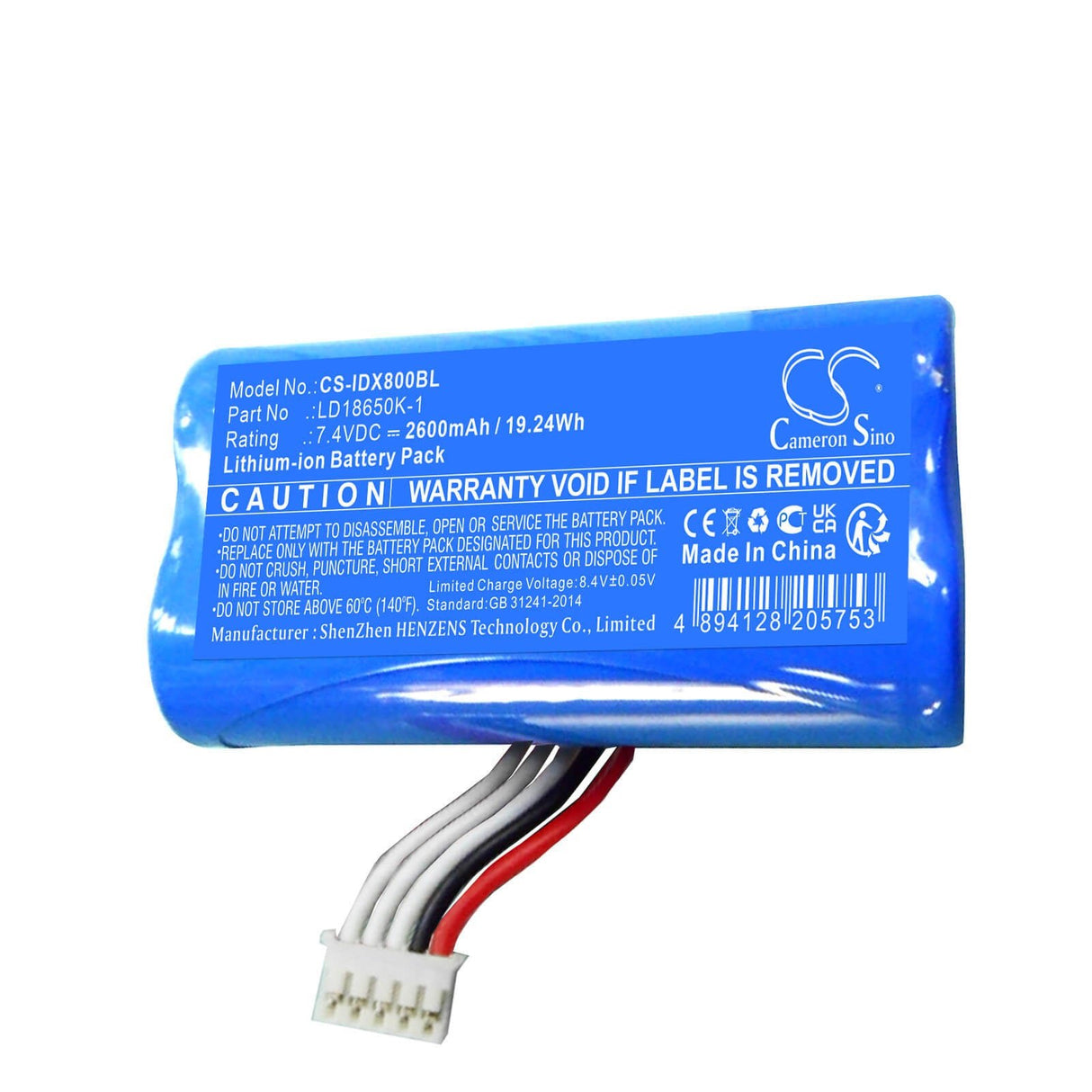 7,4V, Li-ion, 2600mAh, Batterie de terminal de paiement compatible avec Ingenico, Ld18650k-1, Axium Dx4000, Axium Dx8000, 19,24Wh Terminal de paiement Cameron Sino Technology Limited