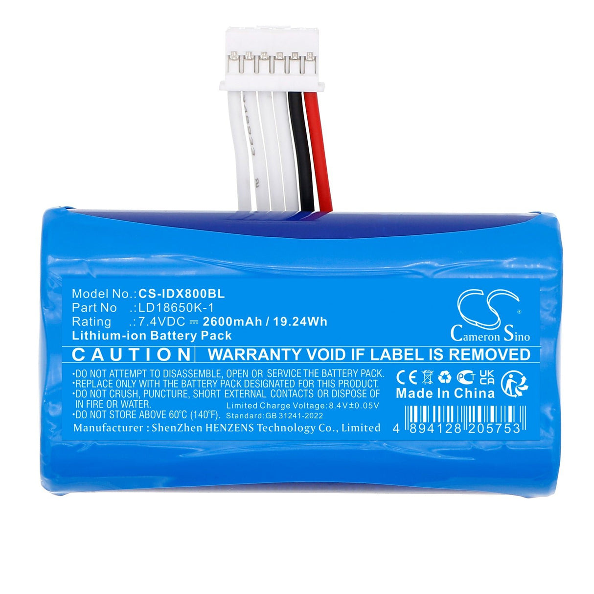 7,4V, Li-ion, 2600mAh, Batterie de terminal de paiement compatible avec Ingenico, Ld18650k-1, Axium Dx4000, Axium Dx8000, 19,24Wh Terminal de paiement Cameron Sino Technology Limited