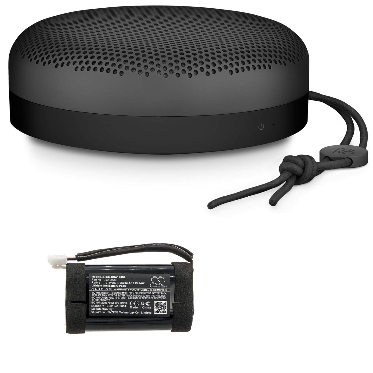7.4V, Li-ion, 2600mAh, Speaker battery fits Bang & Olufsen, Beoplay A1, 19.24Wh Speaker Cameron Sino Technology Limited