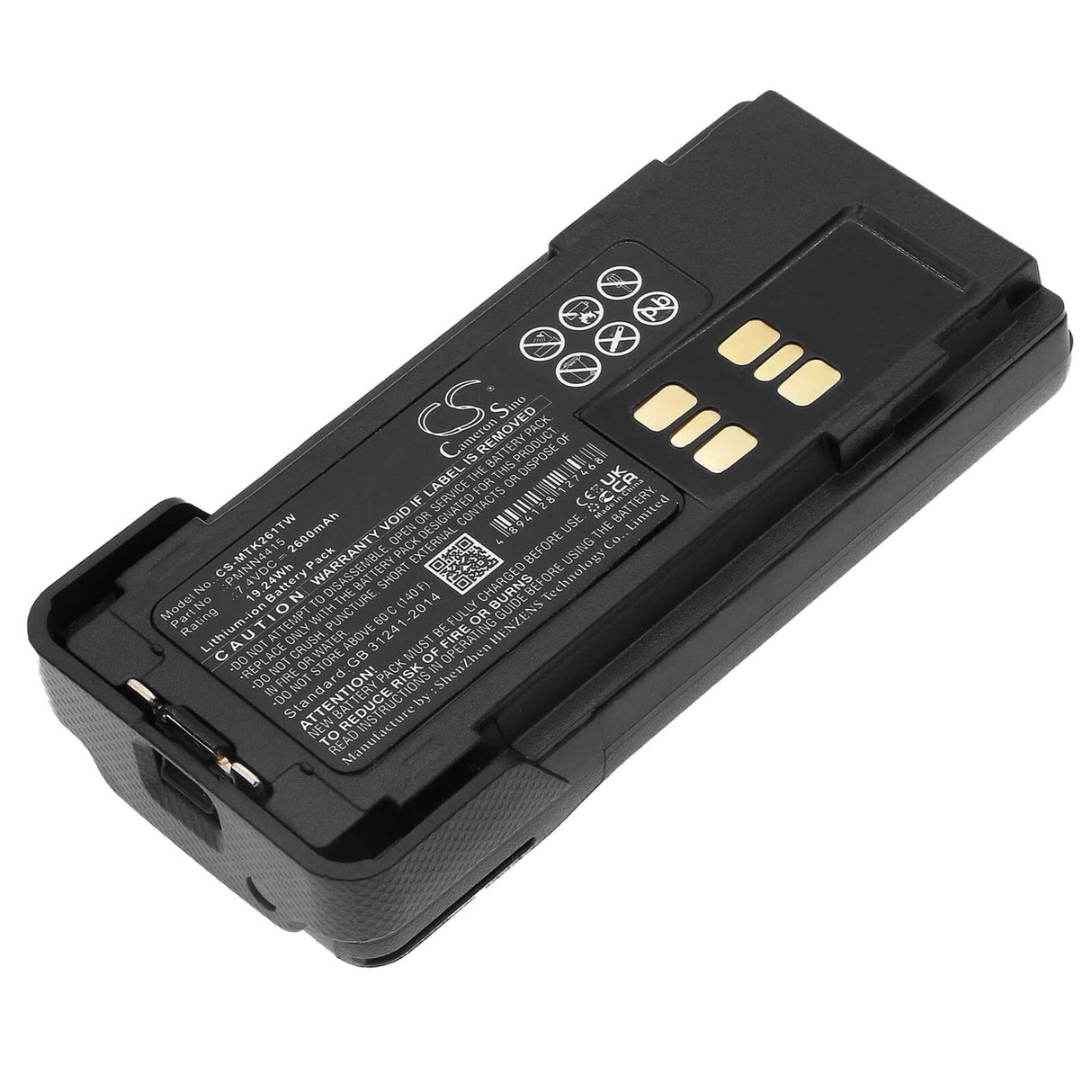 7.4V, Li-ion, 2600mAh, Two-Way Radio battery fits Motorola, Pmnn441, Dp2000, Dp2400, 19.24Wh Two-Way Radio Cameron Sino Technology Limited