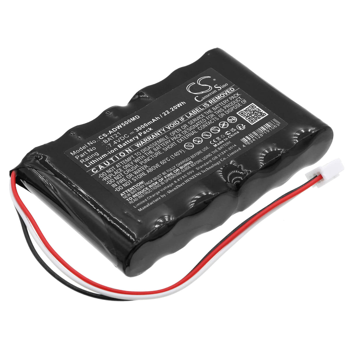 7.4V, Li-ion, 3000mAh, Batterie médicale compatible avec Ade, Bat21, Esw50-15, Stan07, 22.20Wh Cameron Sino Technology Limited (Médical)