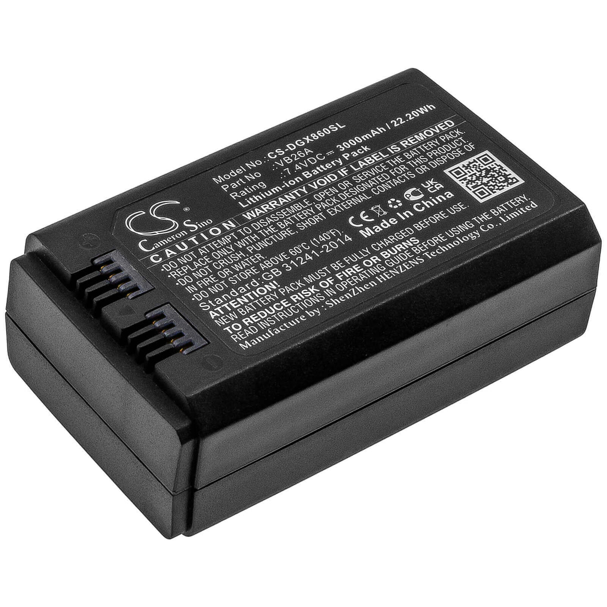7.4V, Li-ion, 3000mAh, batterie d'éclairage stroboscopique compatible avec Godox, Vb26a, V860iii, 22.2Wh Éclairage stroboscopique Cameron Sino Technology Limited