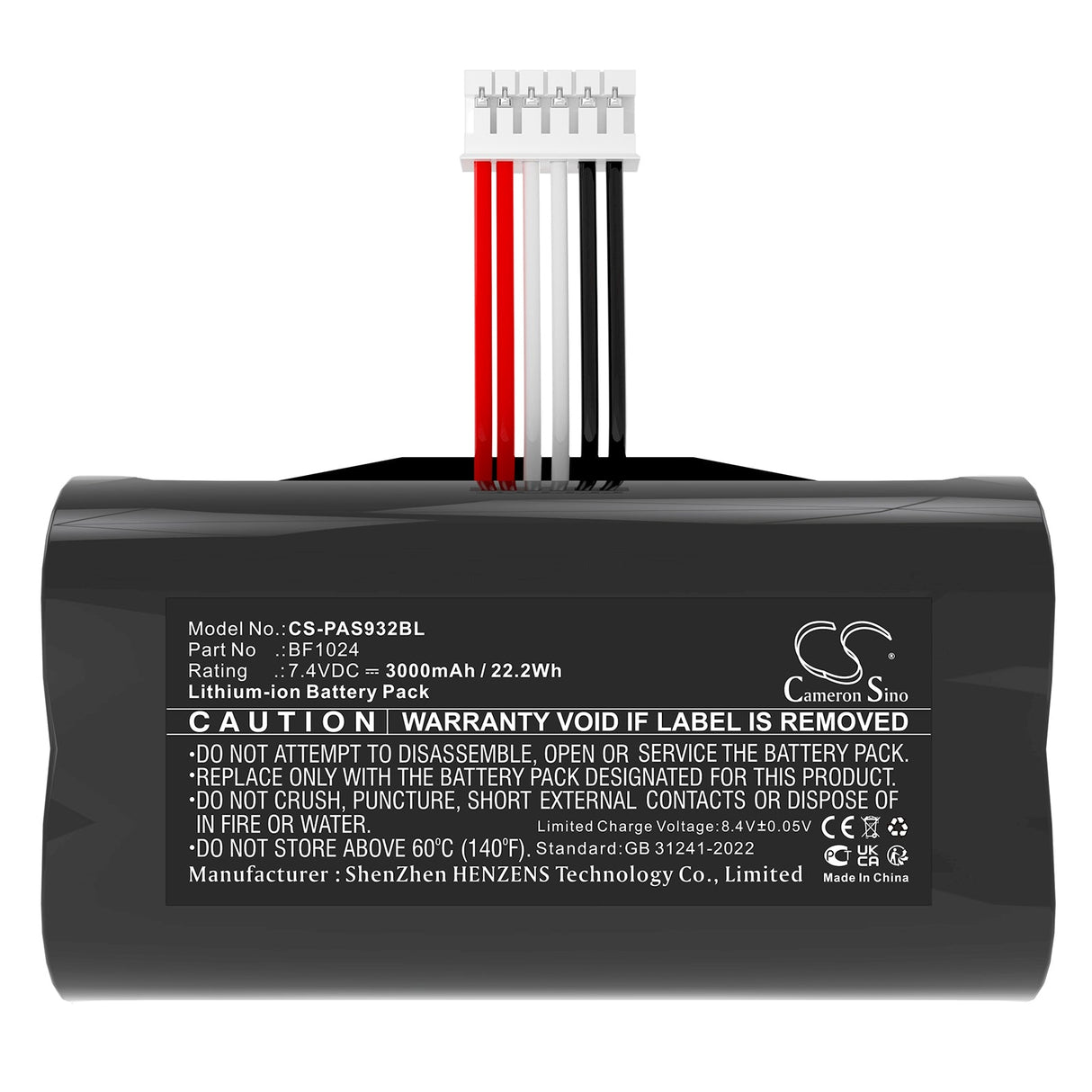 7,4V, Li-ion, 3000mAh, batterie de terminal de paiement compatible avec Pax, A910, 22,2Wh Terminal de paiement Cameron Sino Technology Limited