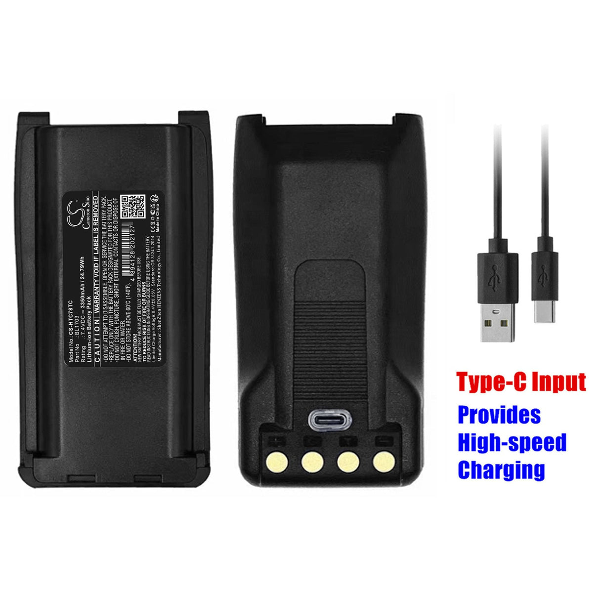 7.4V, Li-ion, 3350mAh, Battery with USB-C Charge Port fits Hyt, Tc 800m, Tc-700, 24.79Wh Two-Way Radio Cameron Sino Technology Limited