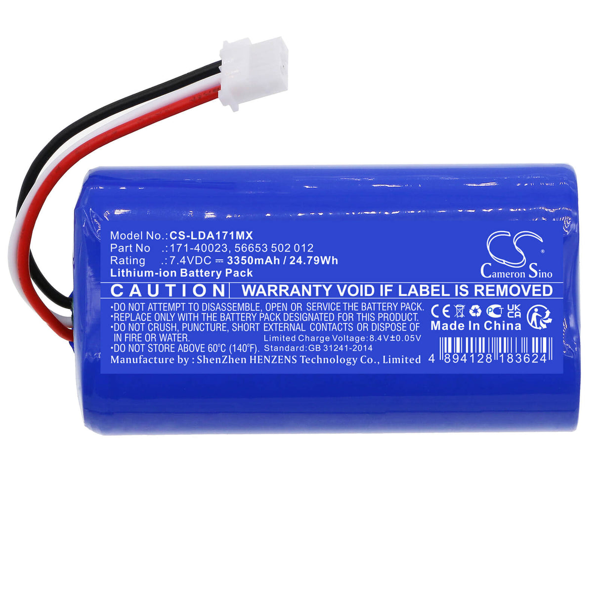 7.4V, Li-ion, 3350mAh, Batterie médicale compatible avec Laerdal, 171-40023, Resusci Anne Qcpr, 24.79Wh Medical Cameron Sino Technology Limited (Médical)