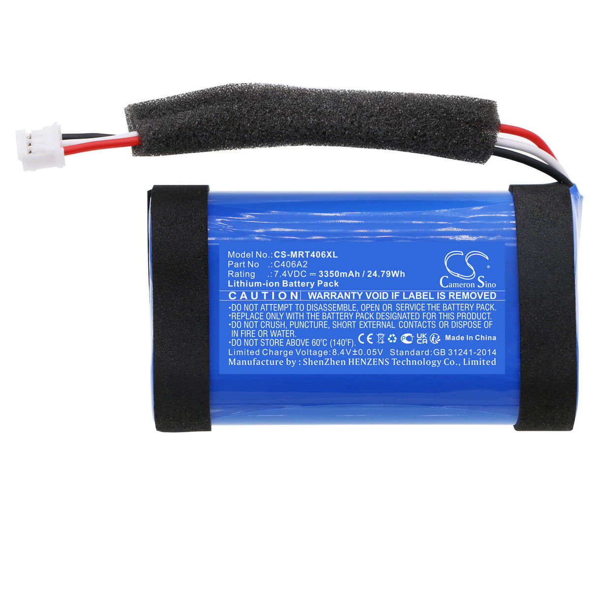 7.4V, Li-ion, 3350mAh, Batterie de haut-parleur compatible Marshall, 1001908, 1005696, 24.79Wh Haut-parleur Cameron Sino Technology Limited