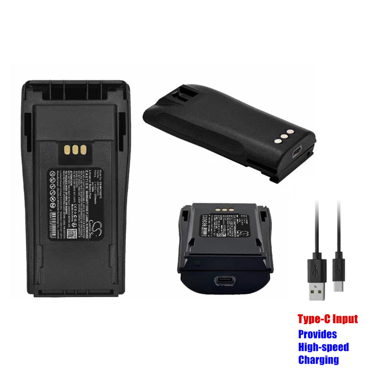 7.4V, Li-ion, 3350mAh, Two-Way Radio Battery with USB-C Charge port, fits Motorola, Cp040, Cp140, 24.79Wh Two-Way Radio Cameron Sino Technology Limited