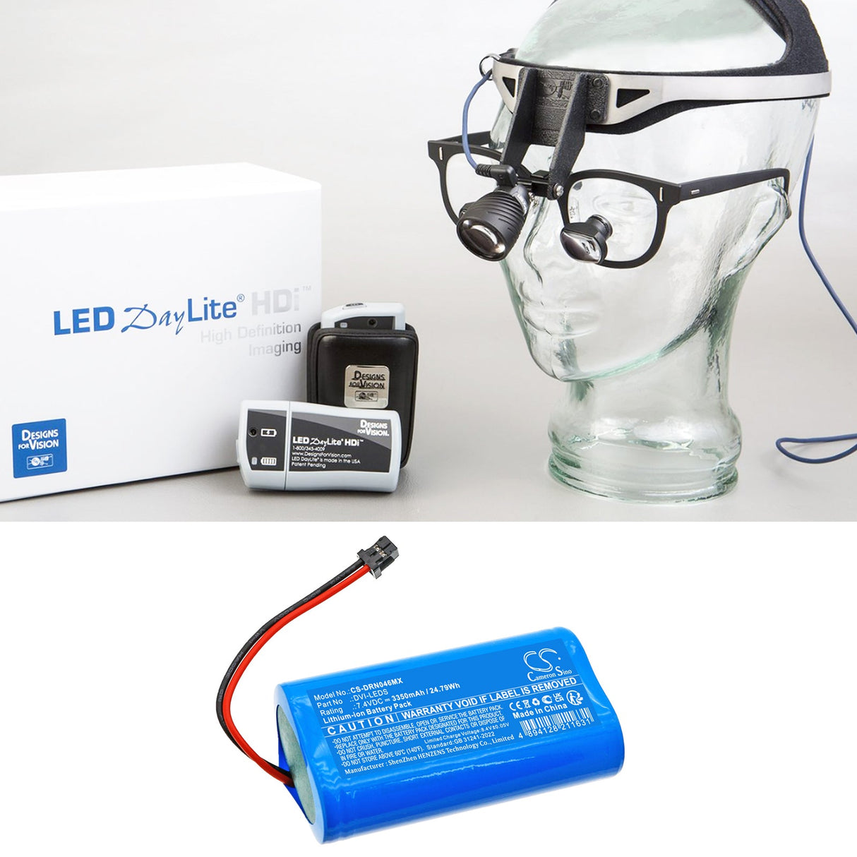 7.4V, Li-ion, 3350mAh, Batterie médicale compatible avec Vision, Led Daylite, 24.79Wh Medical Cameron Sino Technology Limited (Médical)