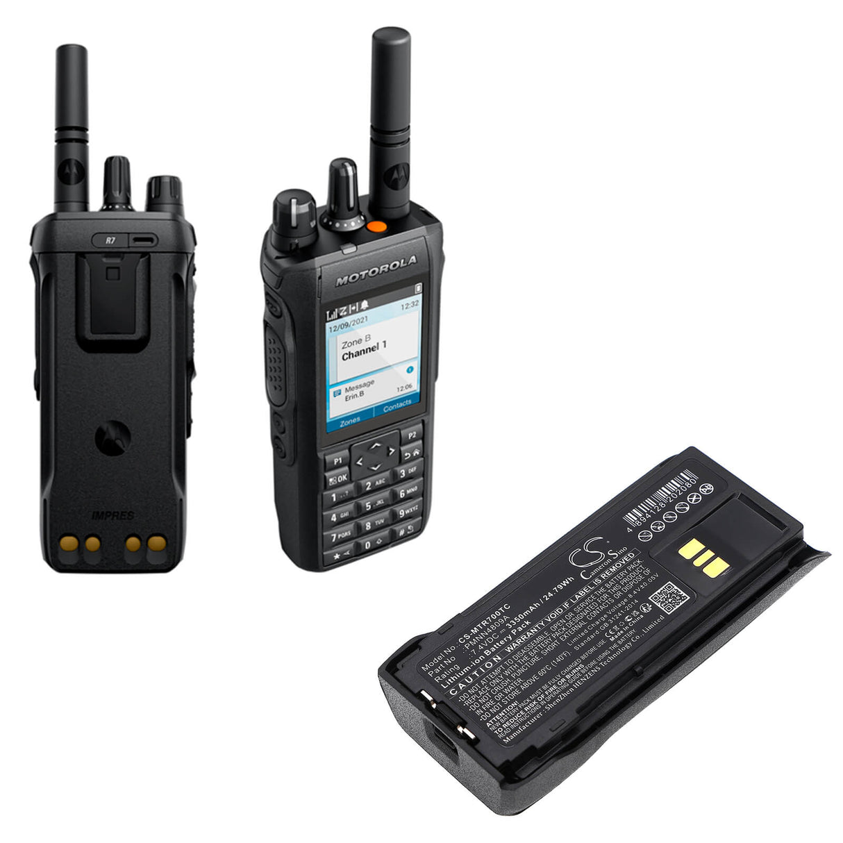 7.4V, Li-ion, 3350mAh, Two-Way Radio Battery fits Motorola, R7, R7a, 24.79Wh Two-Way Radio Cameron Sino Technology Limited
