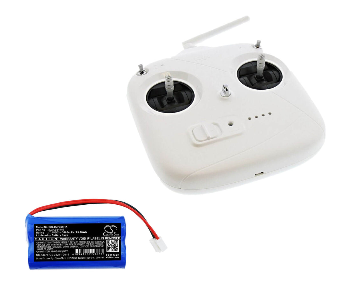 7.4V, Li-ion, 3400mAh, batterie de télécommande compatible avec Dji, Lgabb4186, Gl358wb, Phantom 3 4k, 25.16Wh Télécommande Cameron Sino Technology Limited