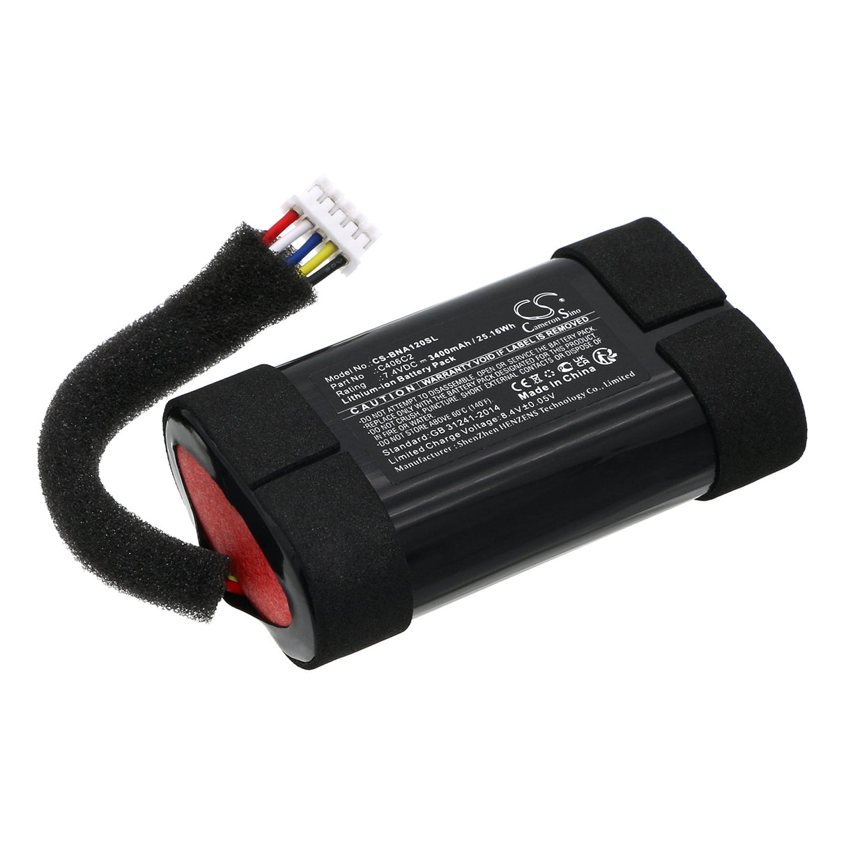 7.4V, Li-ion, 3400mAh, Batterie de haut-parleur compatible avec Bang & Olufsen, Beoplay A1 2e génération, 25.16Wh Haut-parleur Cameron Sino Technology Limited