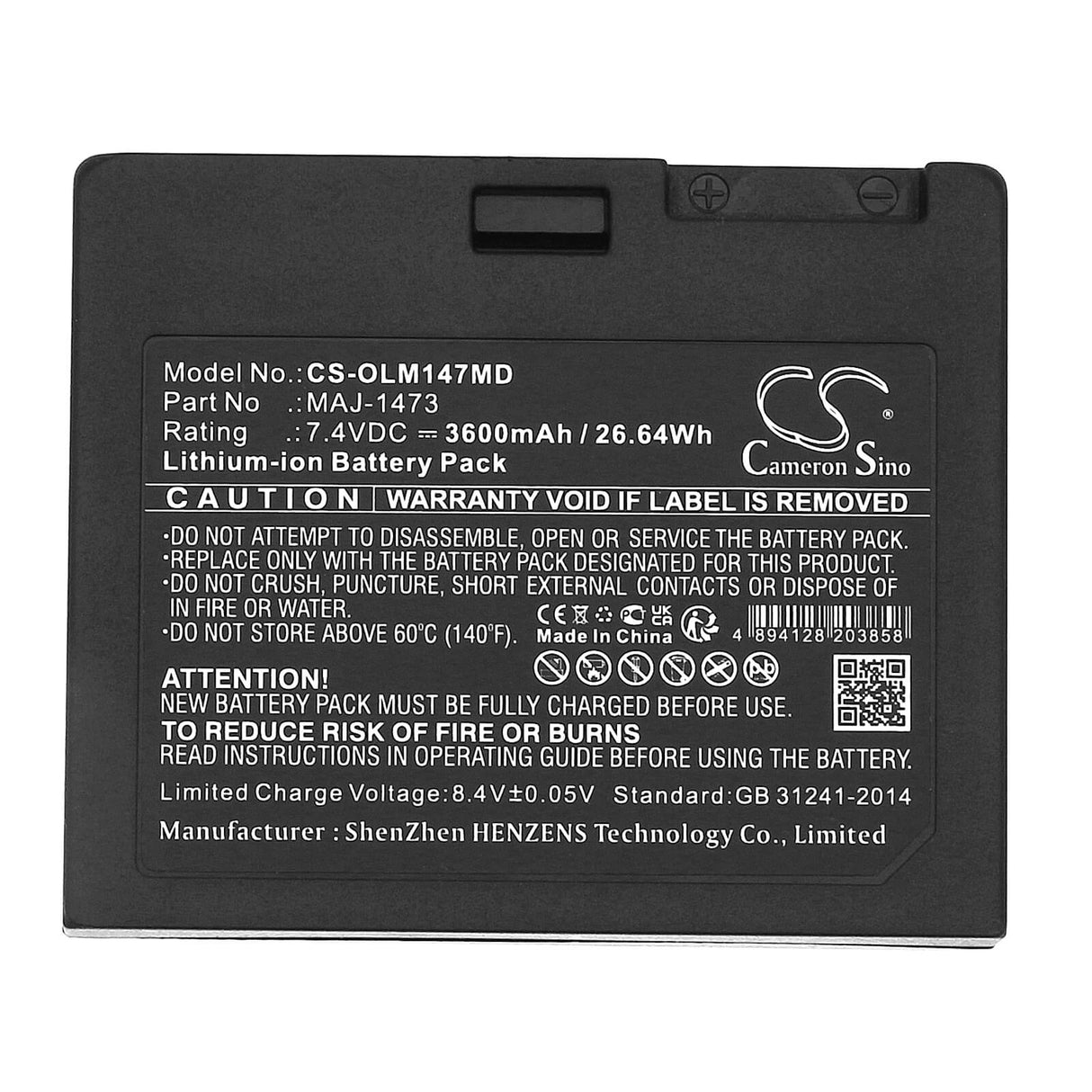 7,4V, Li-ion, 3600mAh, Batterie médicale compatible avec Olympus, Maj-1467, Endocapsule Re-1, Endocapsule Ve-1, 26,64Wh Medical Cameron Sino Technology Limited (Médical)
