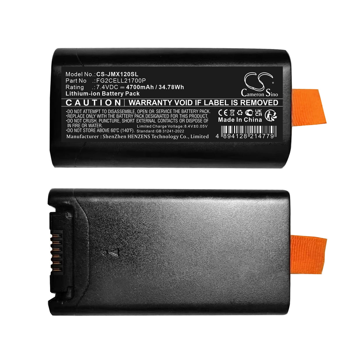 7.4V, Li-ion, 4700mAh, Batterie de haut-parleur compatible avec Jbl, Fg2cell21700p, Partybox Club 120, 34.78Wh Haut-parleur Cameron Sino Technology Limited