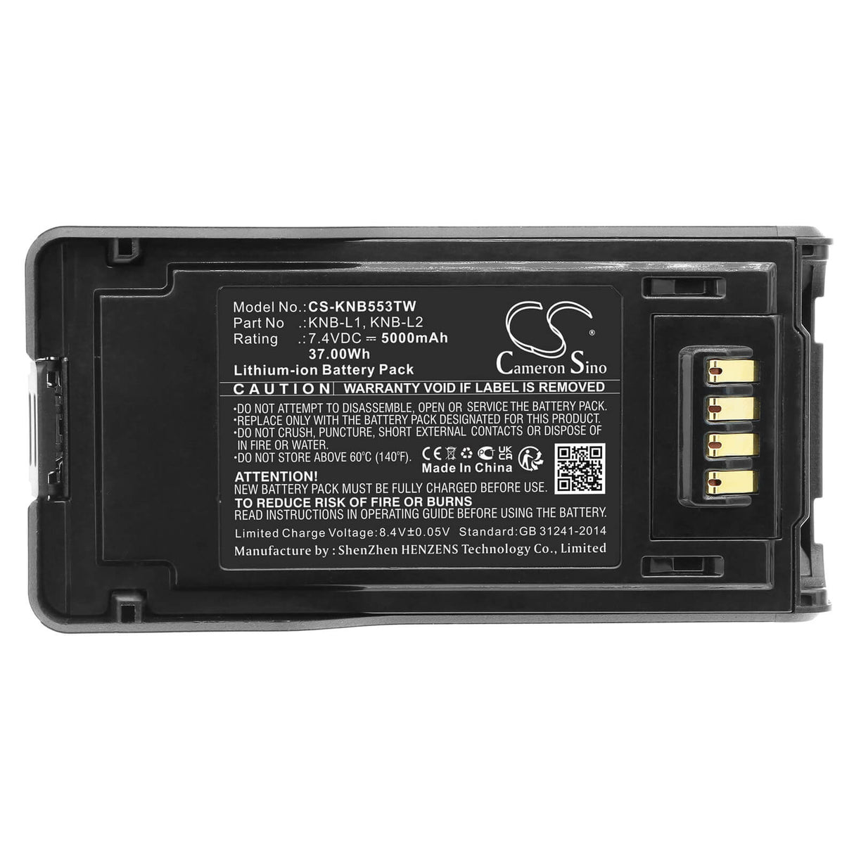 7.4v, Li-ion, 5000mah, Two-Way Radio Battery Fits Kenwood, Nx-5000, Nx-5200, 37.00wh Two-Way Radio Cameron Sino Technology Limited
