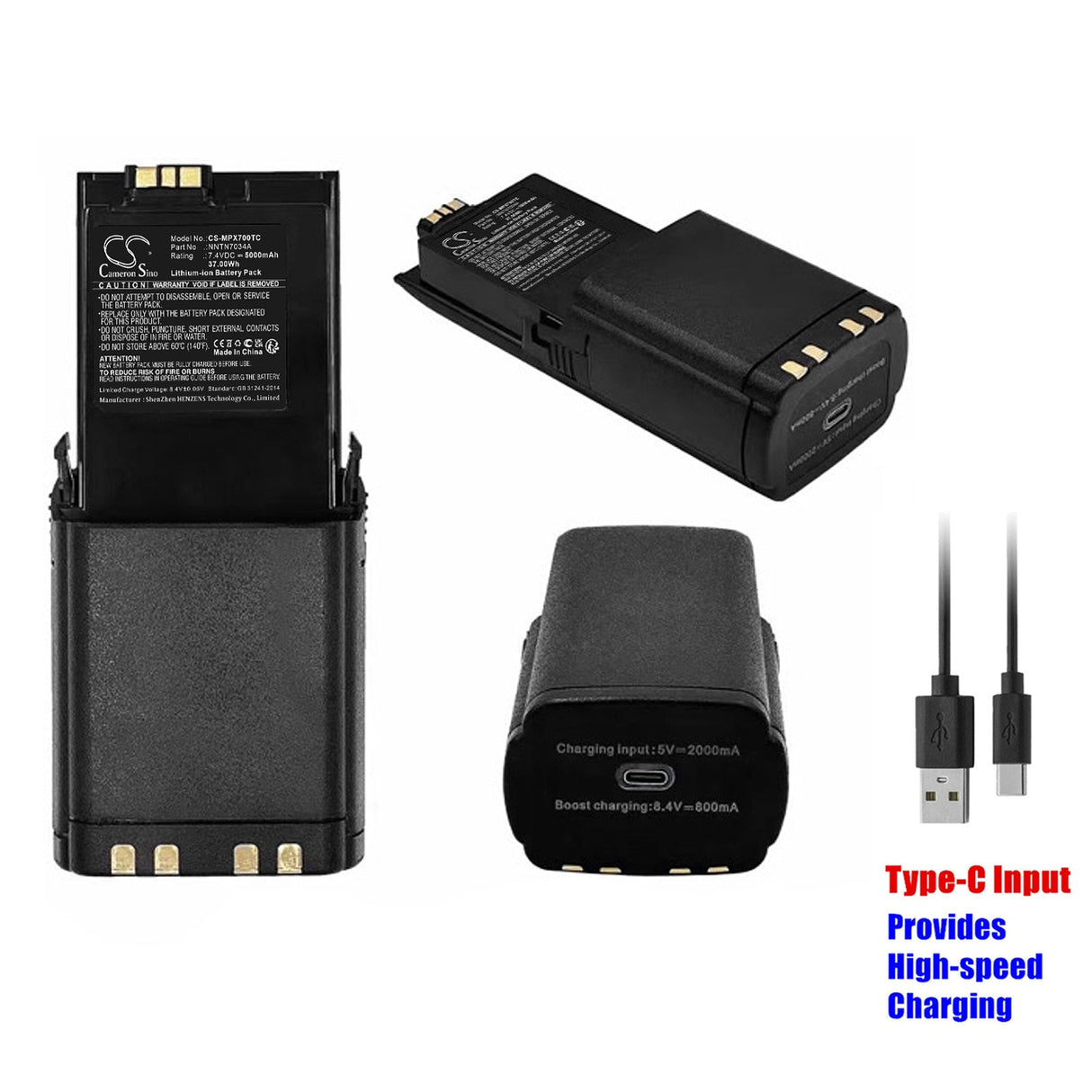 7.4V, Li-ion, 5000mAh, Two-Way Radio Battery fits Motorola, Apx 5000, Apx 6000, 37.00Wh Two-Way Radio Cameron Sino Technology Limited