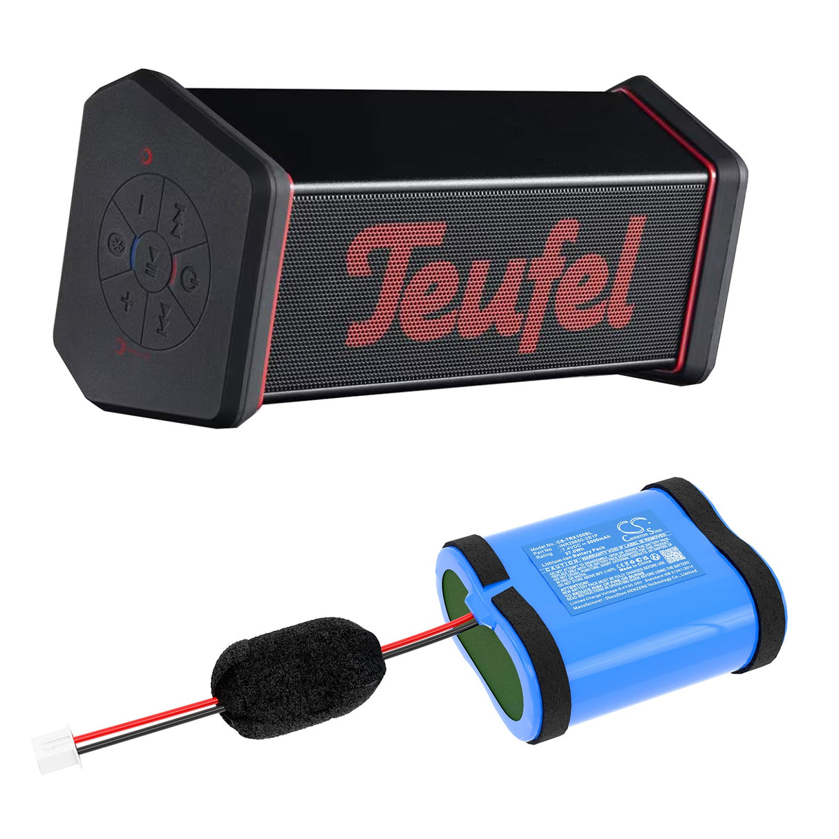 7.4V, Li-ion, 5000mAh, Batterie de haut-parleur compatible avec Teufel, Rockster Xs 2016, 37.0Wh Haut-parleur Cameron Sino Technology Limited