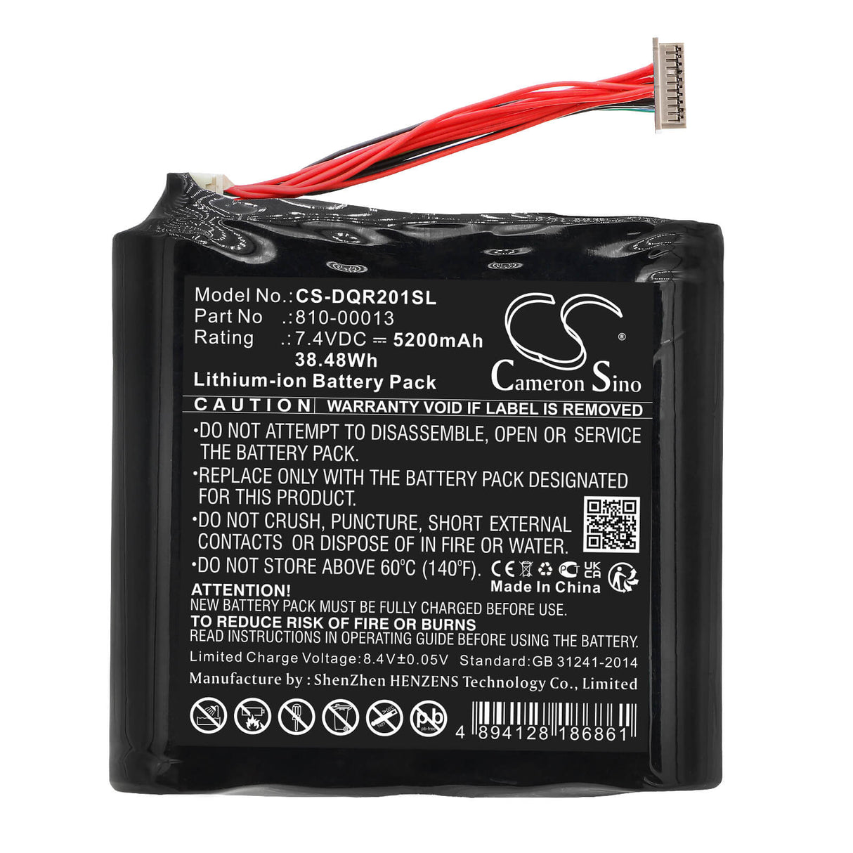 7.4v, Li-ion, 5200mah, VR Battery Fits Daqri, Dqr002001, Smart Glasses, 38.48wh VR Cameron Sino Technology Limited
