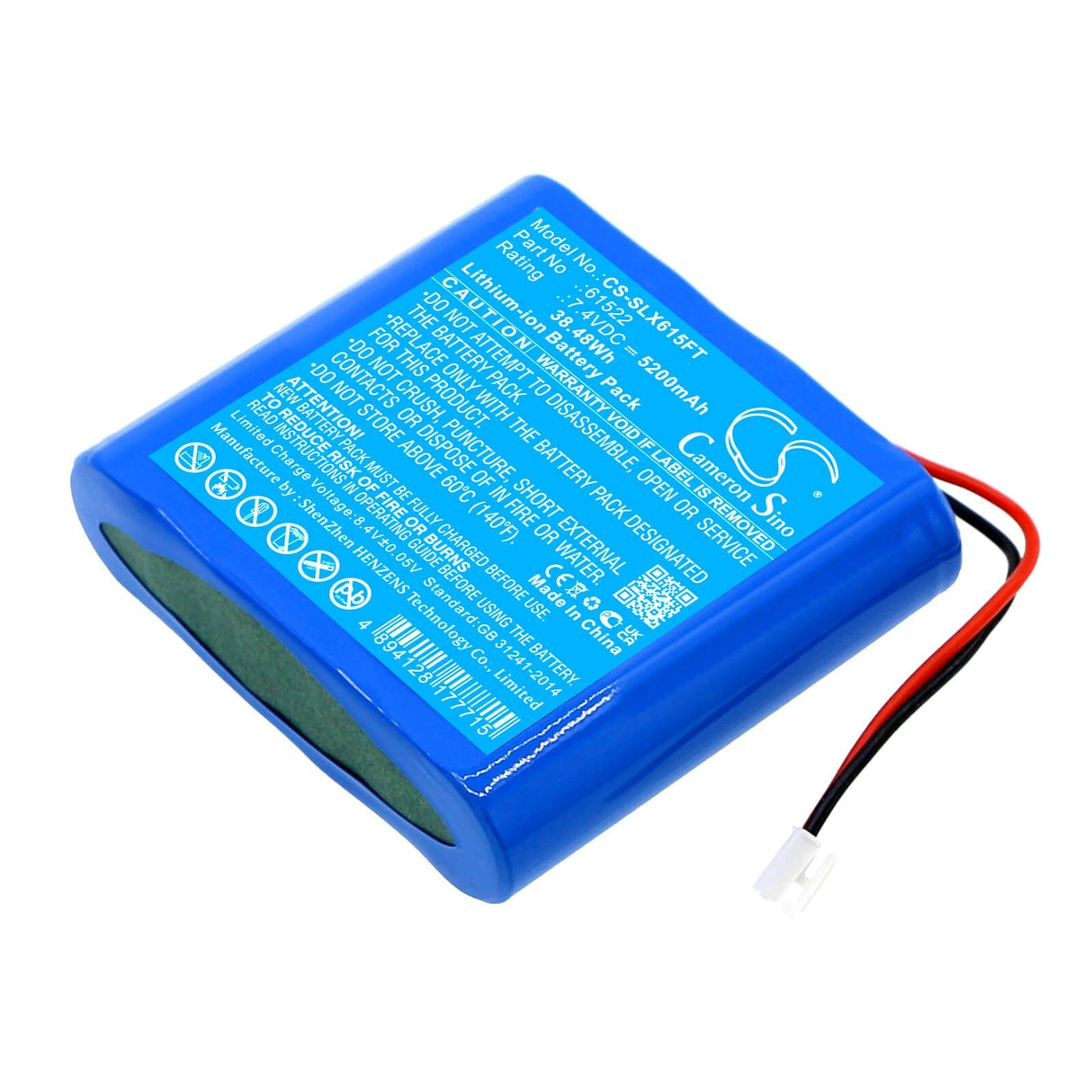 7.4V, Li-ion, 5200mAh, Flashlight battery fits Streamlight, 61522, Beartrap, Beartrap Work Light, 38.48Wh Flashlight Cameron Sino Technology Limited
