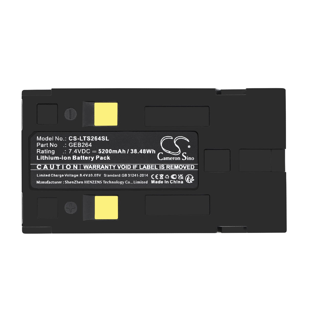 7,4V, Li-ion, 5200mAh, Équipement, Enquête, Batterie de test compatible avec Leica, Ts01 Station Totale, 38,48Wh Équipement, Enquête, Test Cameron Sino Technology Limited