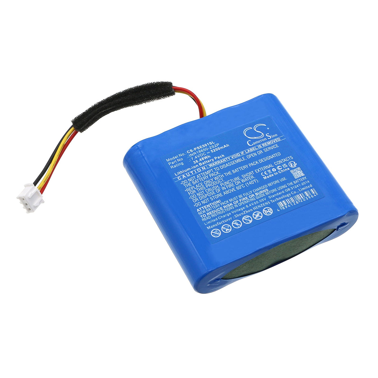 7.4V, Li-ion, 5200mAh, Batterie de haut-parleur compatible avec Philips, Pse0501, Pse0501/00, 38.48Wh Haut-parleur Cameron Sino Technology Limited
