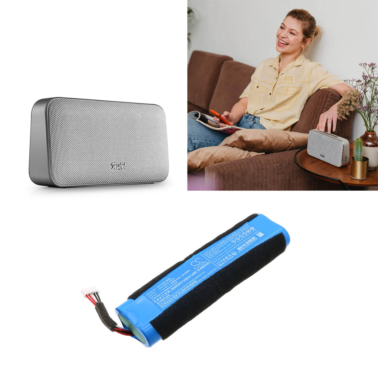 7.4V, Li-ion, 5200mAh, Batterie de haut-parleur compatible avec Teufel, Motiv Go Voice, 38.48Wh Haut-parleur Cameron Sino Technology Limited