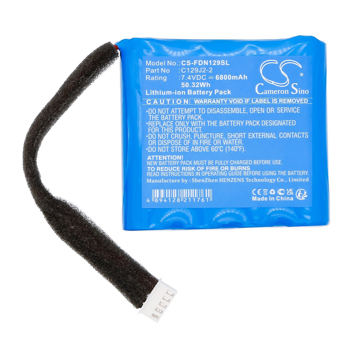 7.4V, Li-ion, 6800mAh, Speaker battery fits Fender, Indio, 50.32Wh Speaker Cameron Sino Technology Limited