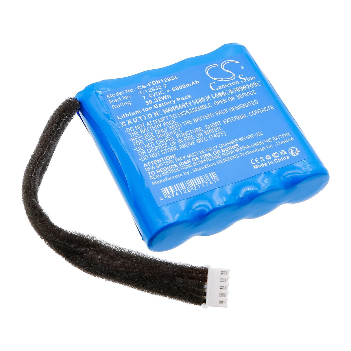7.4V, Li-ion, 6800mAh, Speaker battery fits Fender, Indio, 50.32Wh Speaker Cameron Sino Technology Limited