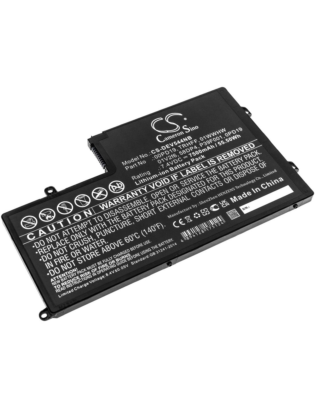 7.4v, Li-ion, 7500mah, Battery Fits Dell, Dl011307-prr13g01, Ins14md-1328r, 55.50wh Notebook, Laptop Cameron Sino Technology Limited