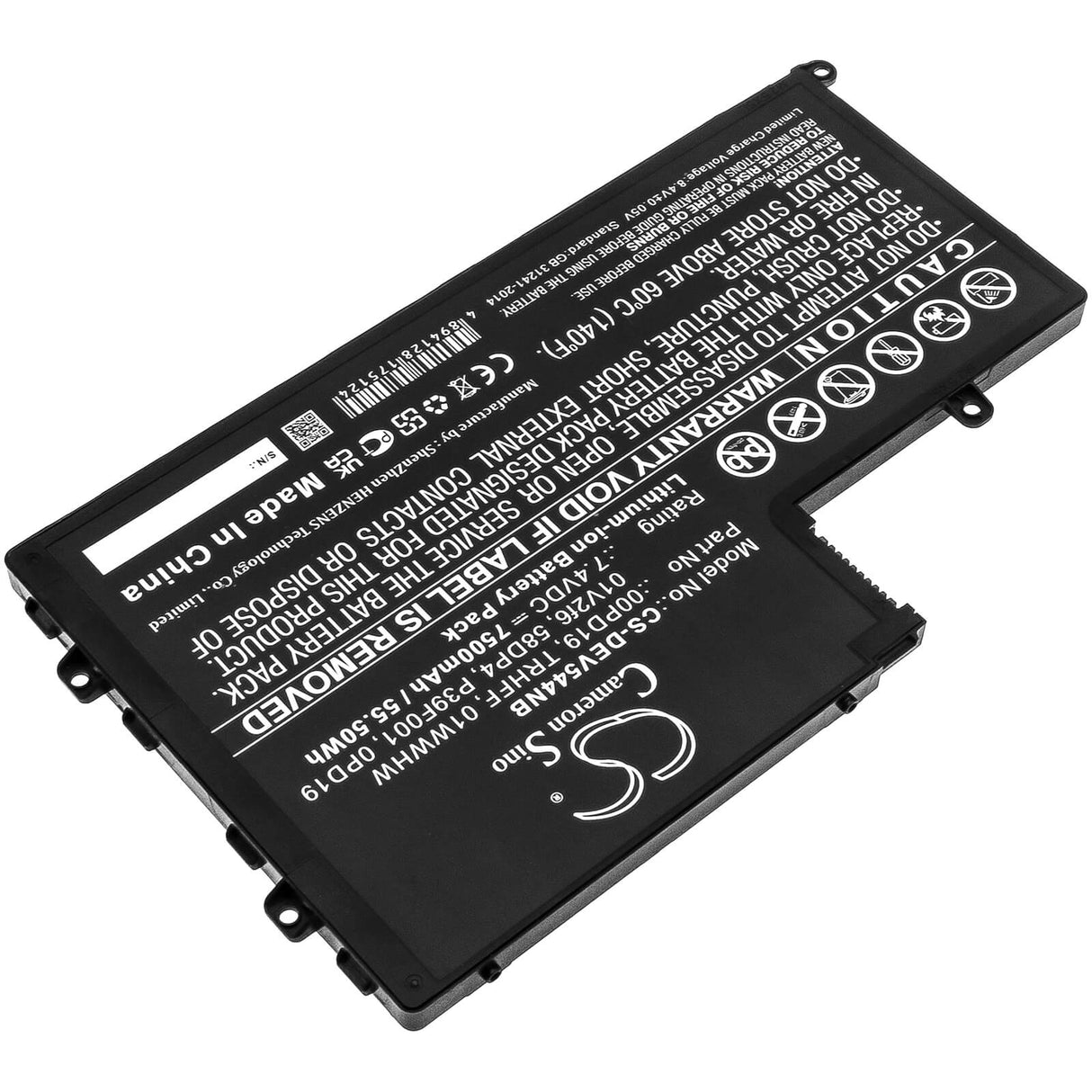 7.4v, Li-ion, 7500mah, Battery Fits Dell, Dl011307-prr13g01, Ins14md-1328r, 55.50wh Notebook, Laptop Cameron Sino Technology Limited