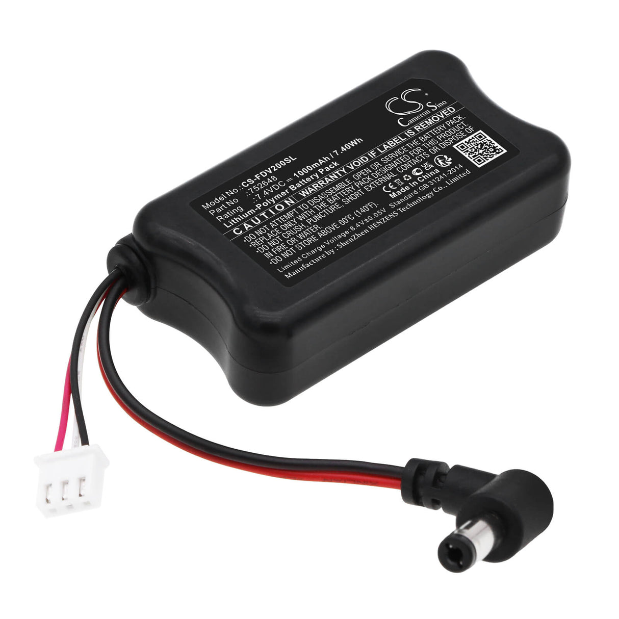 7.4v, Li-polymère, 1000mah, Batterie VR Compatible avec Fatshark, Attitude V2, Attitude V3, 7.40wh VR Cameron Sino Technology Limited