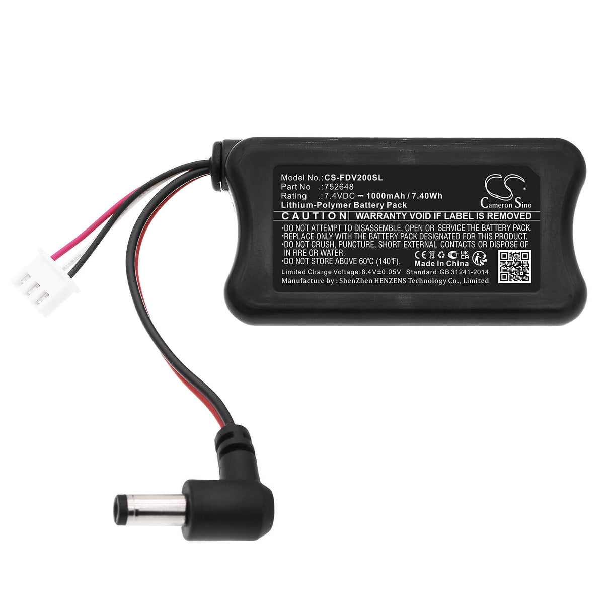 7.4v, Li-polymère, 1000mah, Batterie VR Compatible avec Fatshark, Attitude V2, Attitude V3, 7.40wh VR Cameron Sino Technology Limited