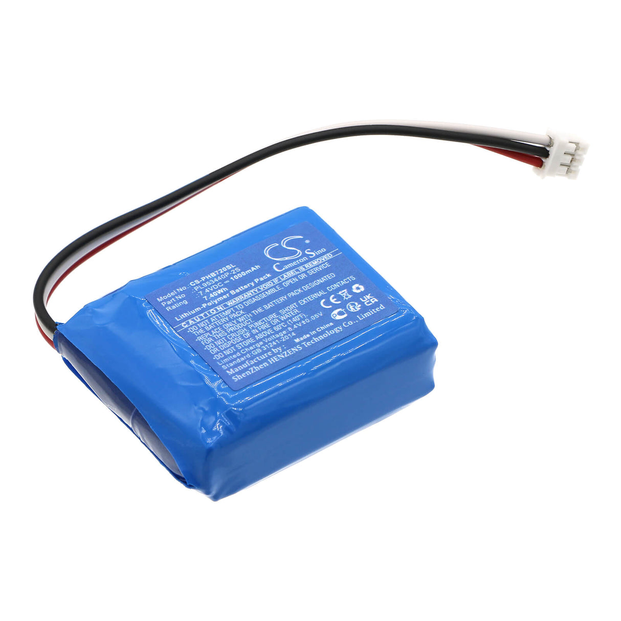 7,4V, Li-Polymer, 1000mAh, Batterie de haut-parleur compatible avec Philips, Shoqbox Sb7200, 7,40Wh Haut-parleur Cameron Sino Technology Limited