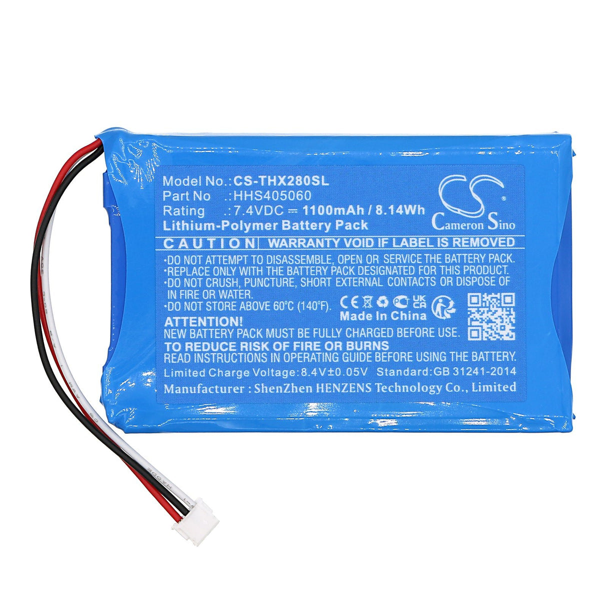 7,4V, Li-Polymer, 1100mAh, Batterie de caméra de sécurité domestique compatible avec Technaxx, Moniteur Tx-28, 8,14Wh Caméra de sécurité domestique Cameron Sino Technology Limited