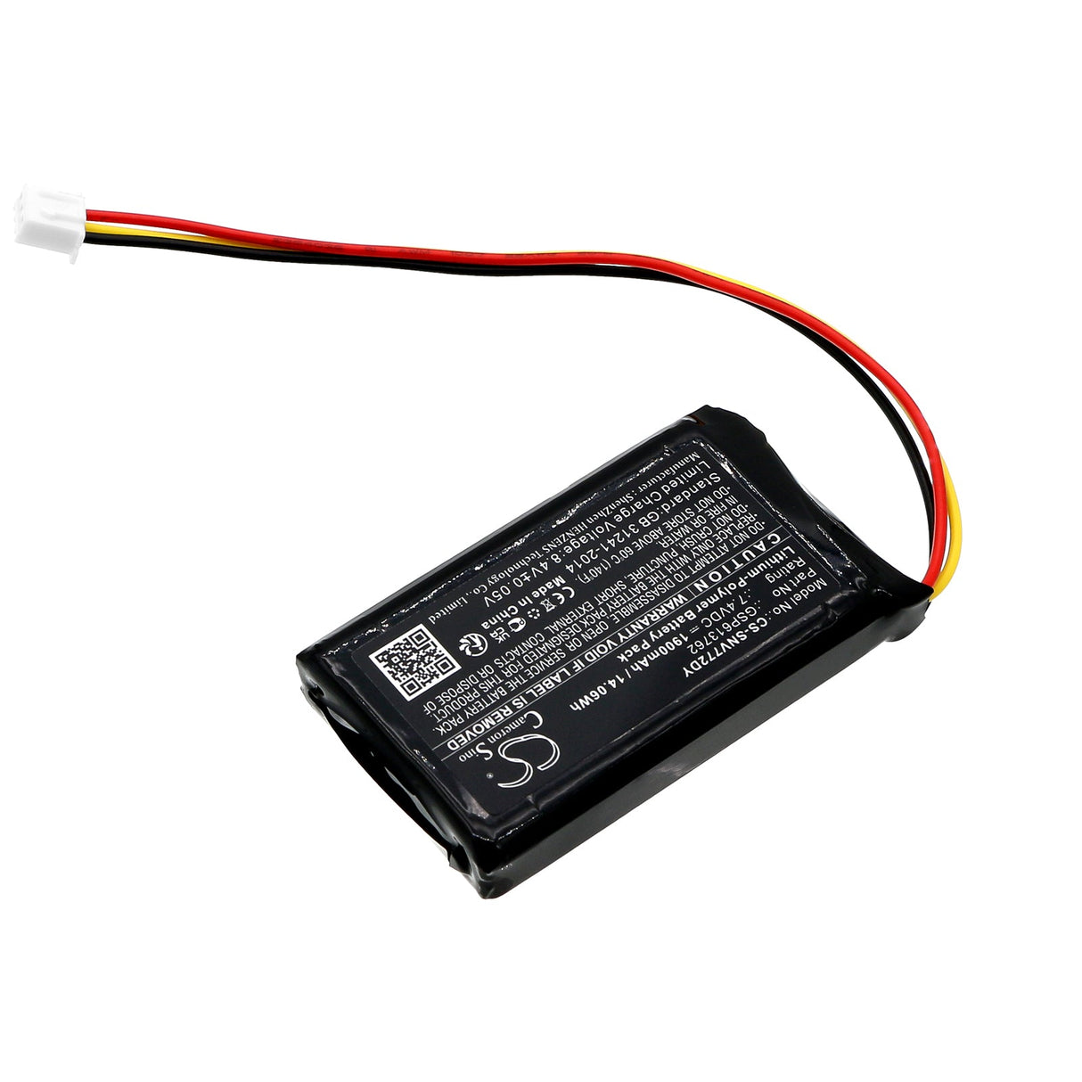 7.4V, Li-Polymer, 1900mAh, batterie de lecteur DVD compatible avec Sencor, Gsp613762, Spv7721, Spv-7721t, 14.06Wh Lecteur DVD Cameron Sino Technology Limited
