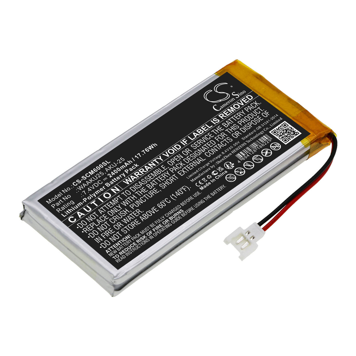7.4V, Li-Polymère, 2400mAh, Batterie d'équipement adaptée à Sonel, Aku-25, CMM-60 Multimètre, 17.76Wh Équipement, Enquête, Test Cameron Sino Technology Limited