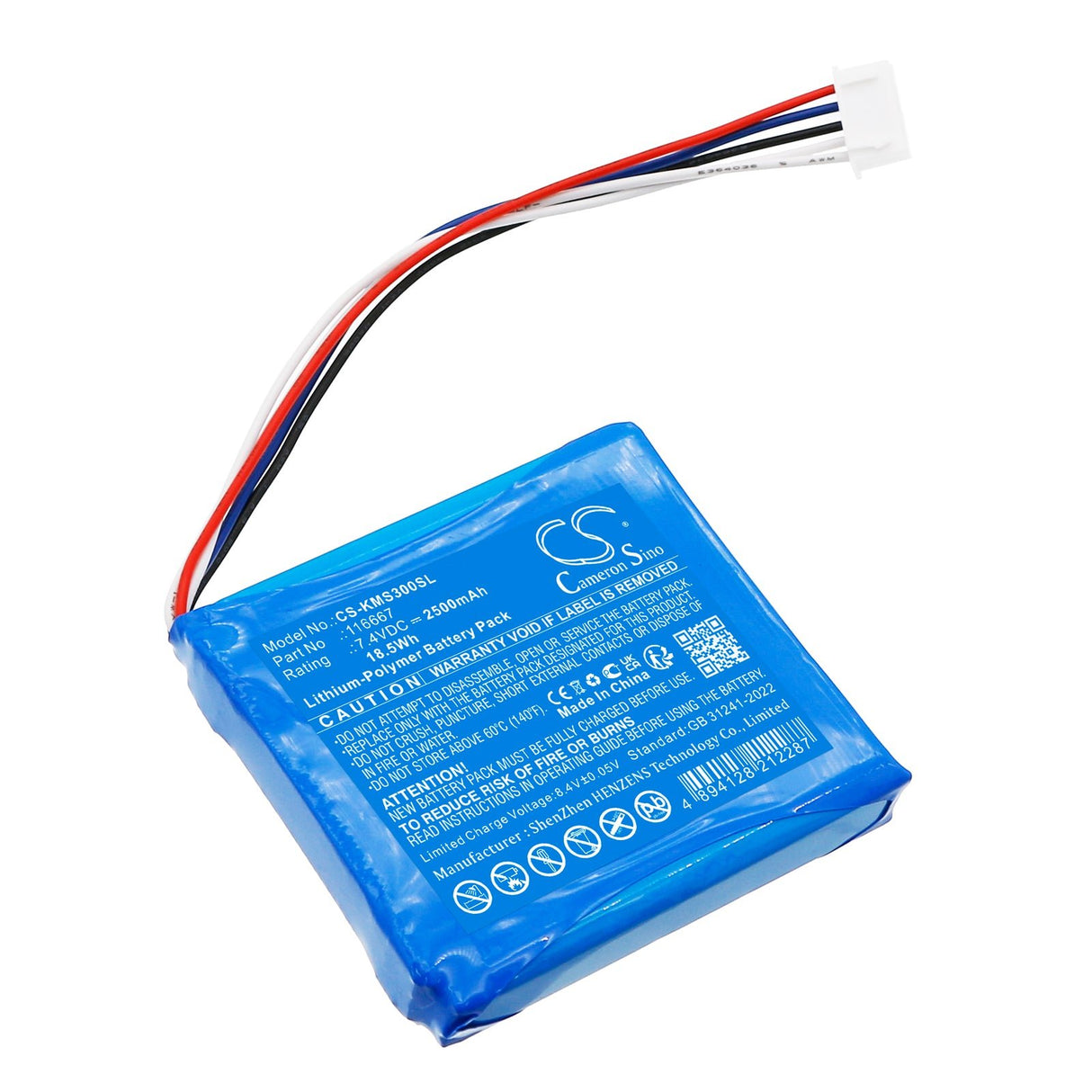 7,4V, Li-Polymer, 2500mAh, batterie de téléphone satellite compatible avec Kathrein, Msk 30/l, Msk30, 18,5Wh Téléphone satellite Cameron Sino Technology Limited