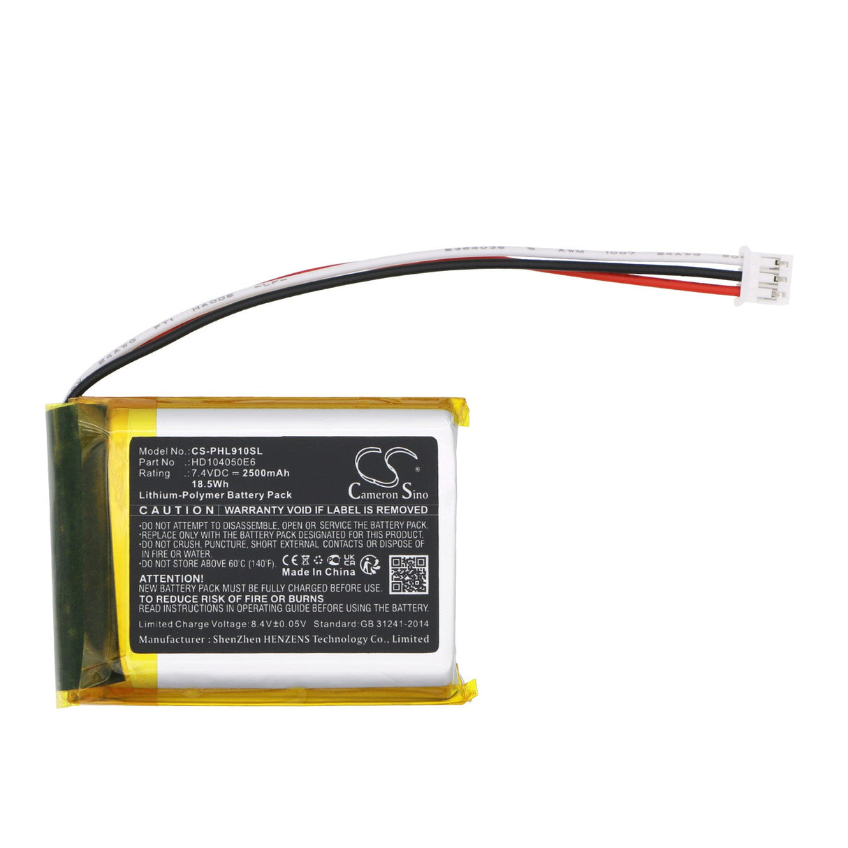 7.4V, Li-Polymer, 2500mAh, Speaker battery fits Philips, Fidelio E6, Fidelio Htl9100, 18.5Wh Speaker Cameron Sino Technology Limited