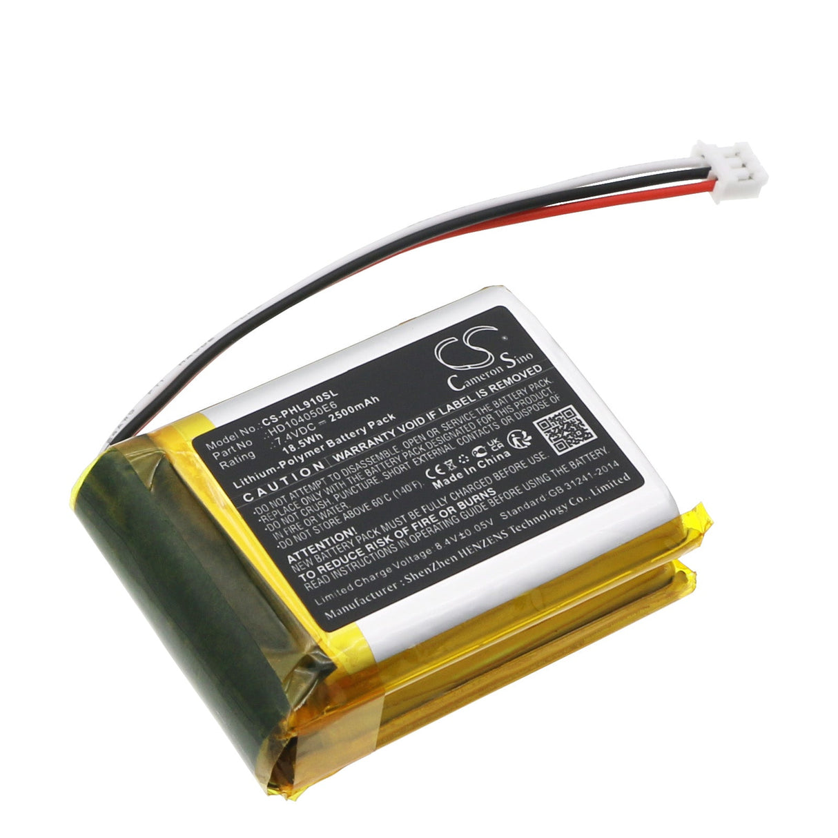 7.4V, Li-Polymer, 2500mAh, Speaker battery fits Philips, Fidelio E6, Fidelio Htl9100, 18.5Wh Speaker Cameron Sino Technology Limited
