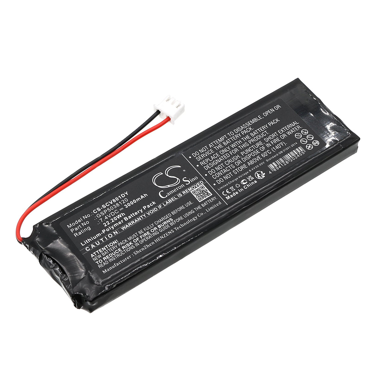 7.4v, Li-polymer, 3000mah, DVD player battery Fits Sencor Spv8011t, Spv-8011t, 22.20wh DVD Player Cameron Sino Technology Limited