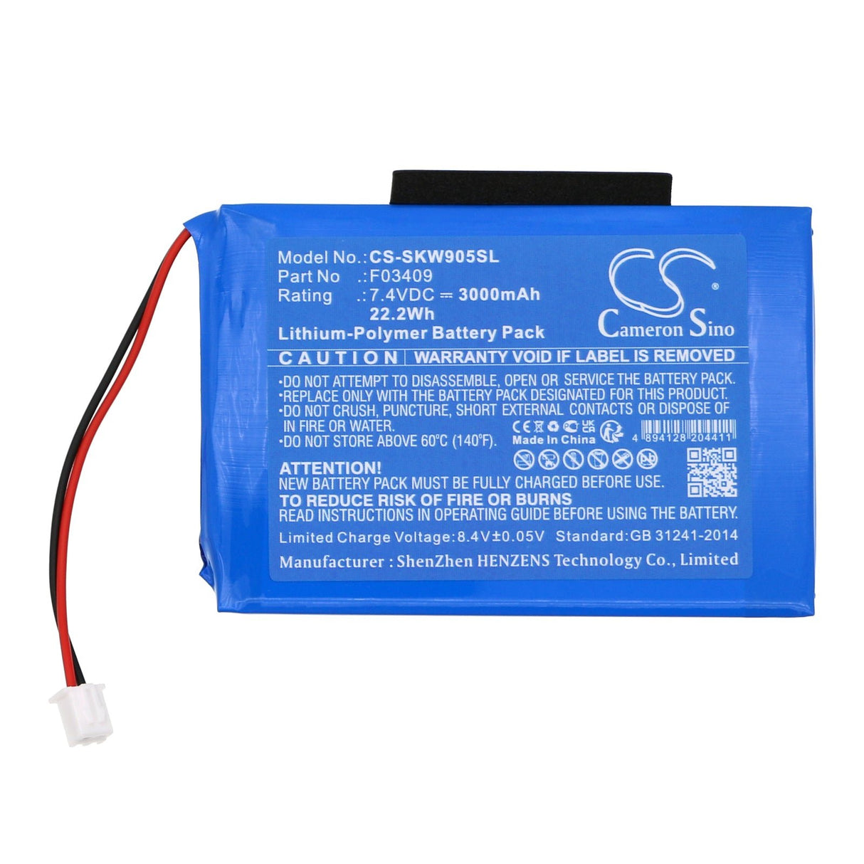 7.4v, Li-polymère, 3000mah, Batterie d'équipement compatible avec Satlink Ws-6902, Ws-6905, 22.2wh Équipement, Enquête, Test Cameron Sino Technology Limited