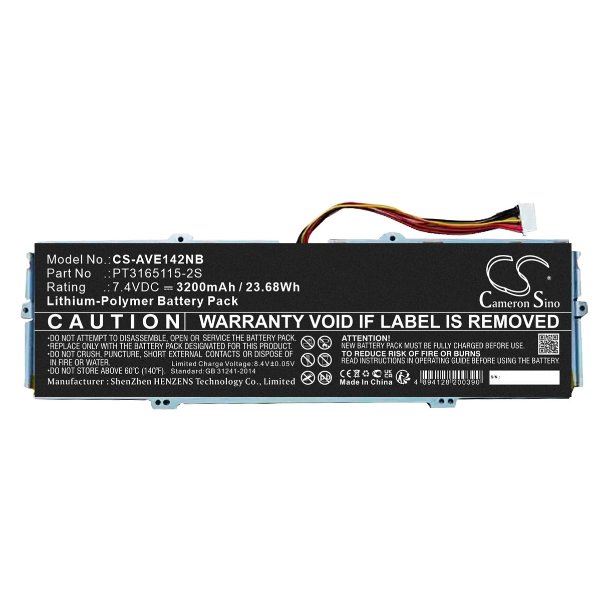 7.4V, Li-Polymer, 3200mAh, Notebook Battery fits Avita, Essential Ne14a2, 23.68Wh Notebook, Laptop Cameron Sino Technology Limited